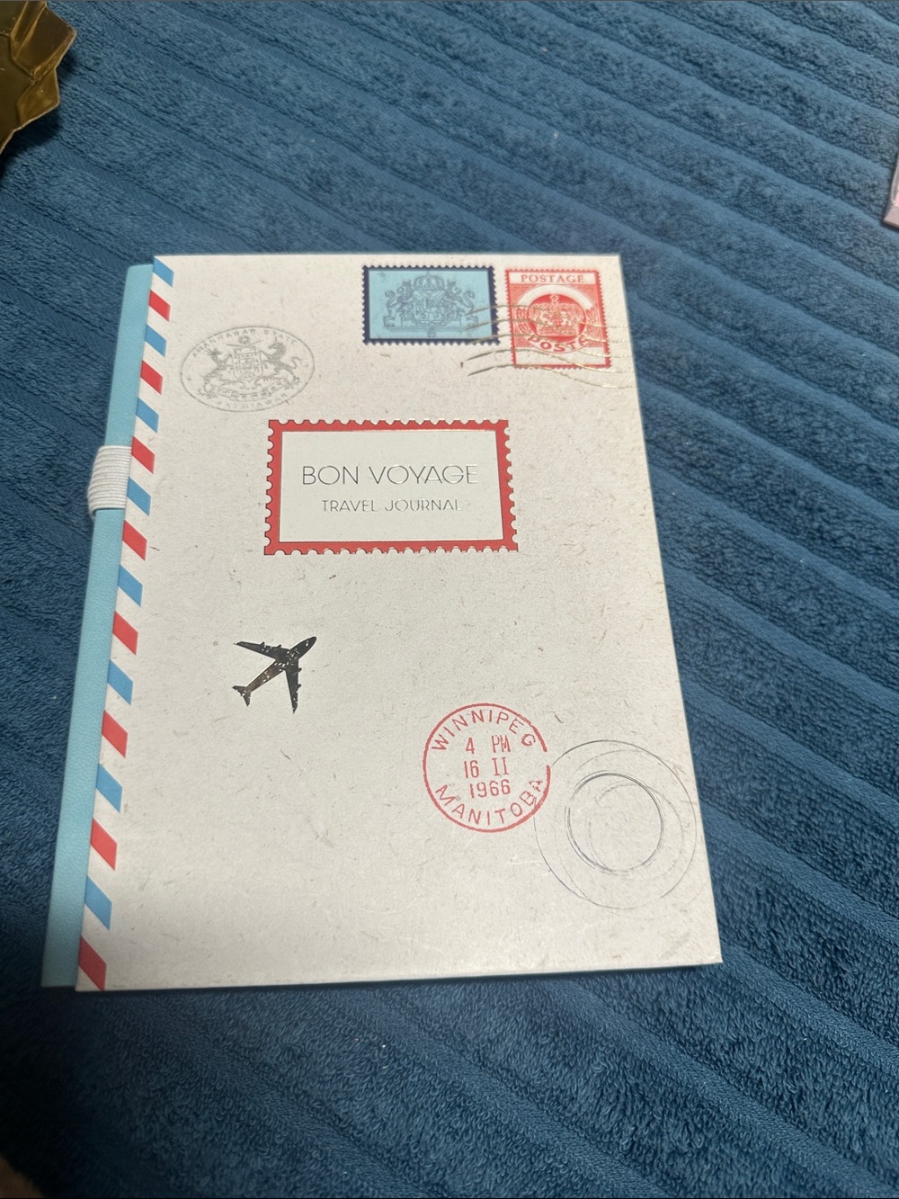 Bon Voyage Travel Journal - Cream Cover with Blue Spine NWT